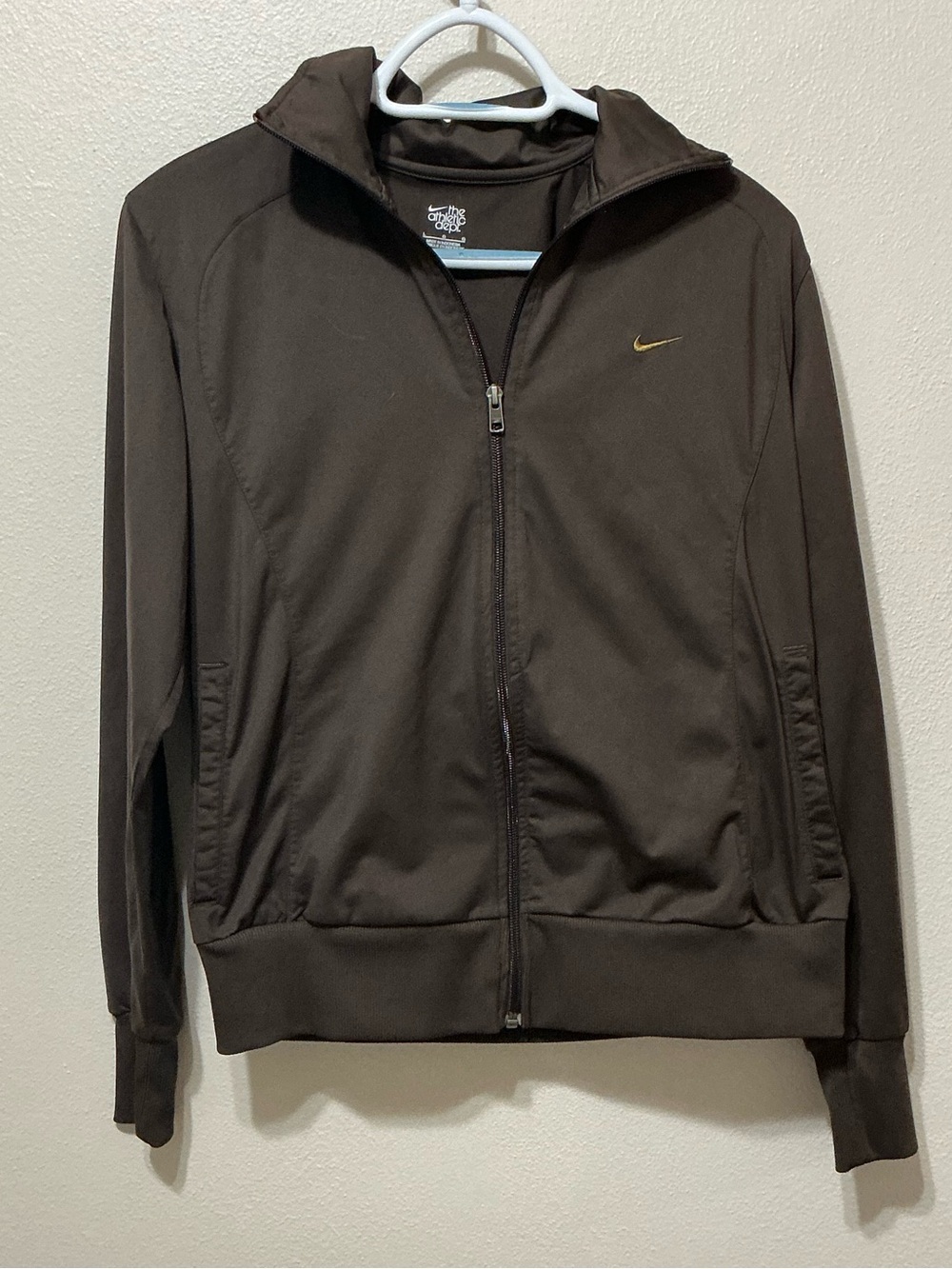 Nike Brown Full-Zip Hoodie Jacket with Gold Swoosh